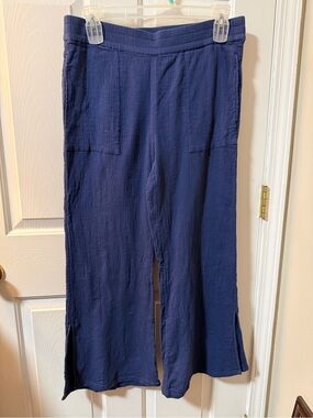 Vineyard Vines Navy Cotton Double Gauze Wide Leg Pants L